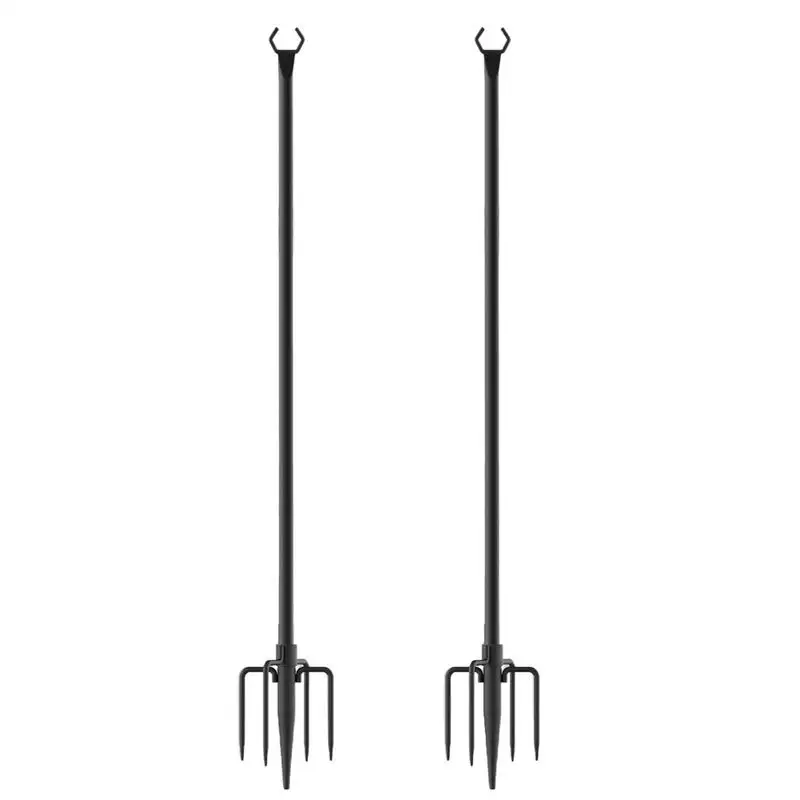 String Light Stand 2X Garden Light Poles Metal String Yard Poles Lawn Garden Heavy Duty Metal Outdoor