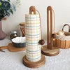 Solid Wood Paper Towel Holder Kitchen Punch-Roll Paper Storage Rack Lazy Rag Plastic Wrap Bag Storage Rack Kitchen Accessories 1