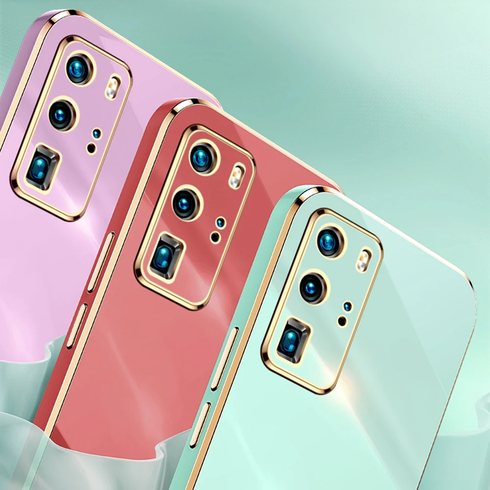 Luxus Platz Überzug Silikon Fall Für Huawei P40 P30 P20 Pro Mate 20 30 40 Fall Schlanke Stoßfest Abdeckung für Huawei P30 P_voghion.com