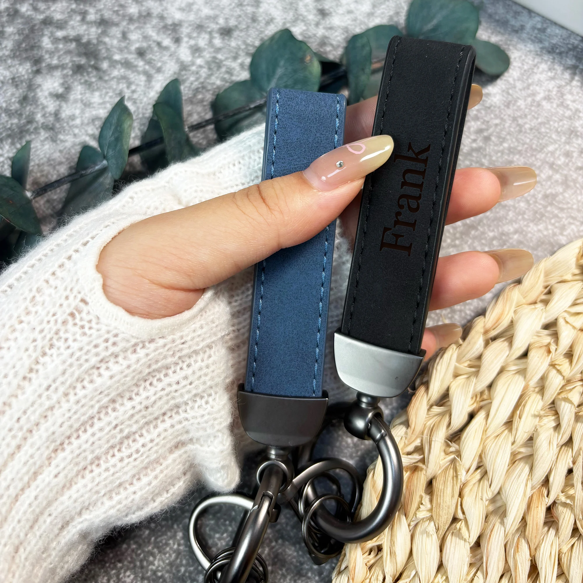 Customizable Laser-Engraved Faux Leather Keychain – Stylish & Durable Gift