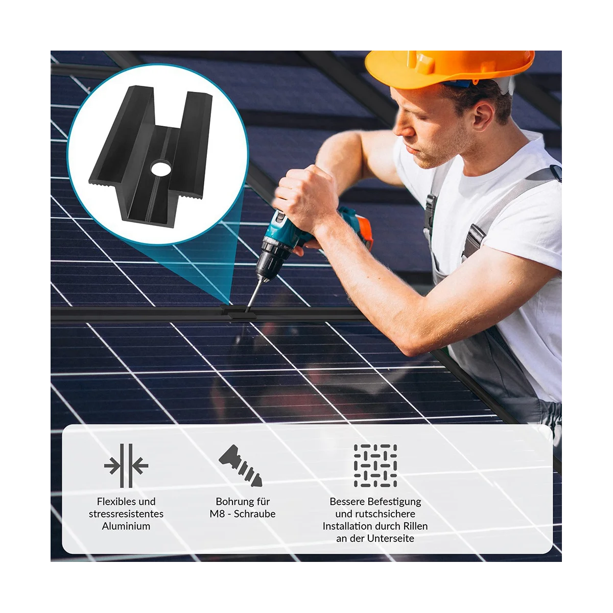 Centre Clamp PV Solar Panels for All Frame Heights Solar Panels Bracket for Panels Roof 10 solar panel clamps solar panel brackets
