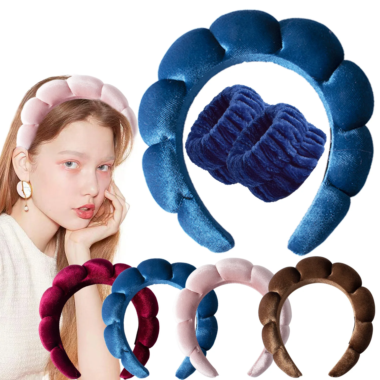 Vintage Velvet Cloud Hair Hoop for Women Girls Sponge