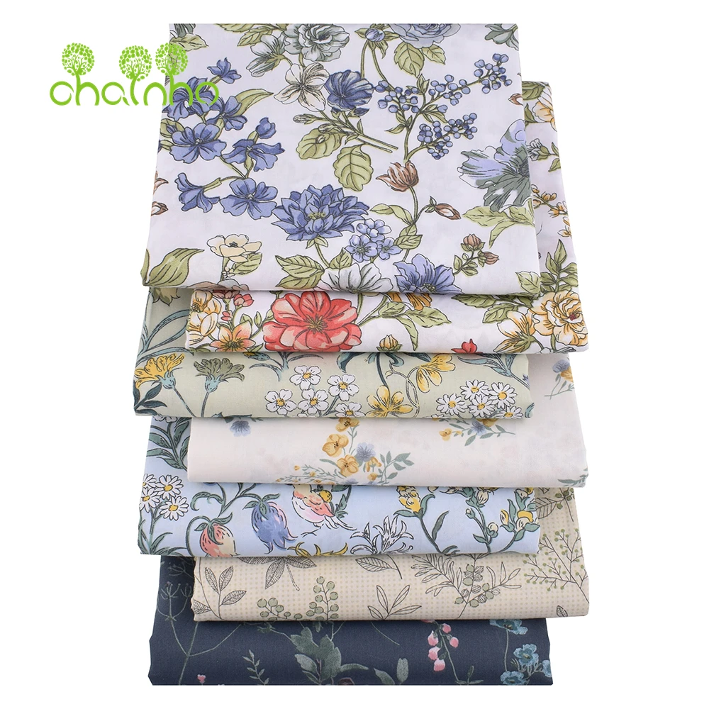 Chainho,Printed Twill Weave Cotton Fabric,DIY Quilting Sewing Material,Home Handmade Textile,Patchwork Cloth,7 Designs,25C13