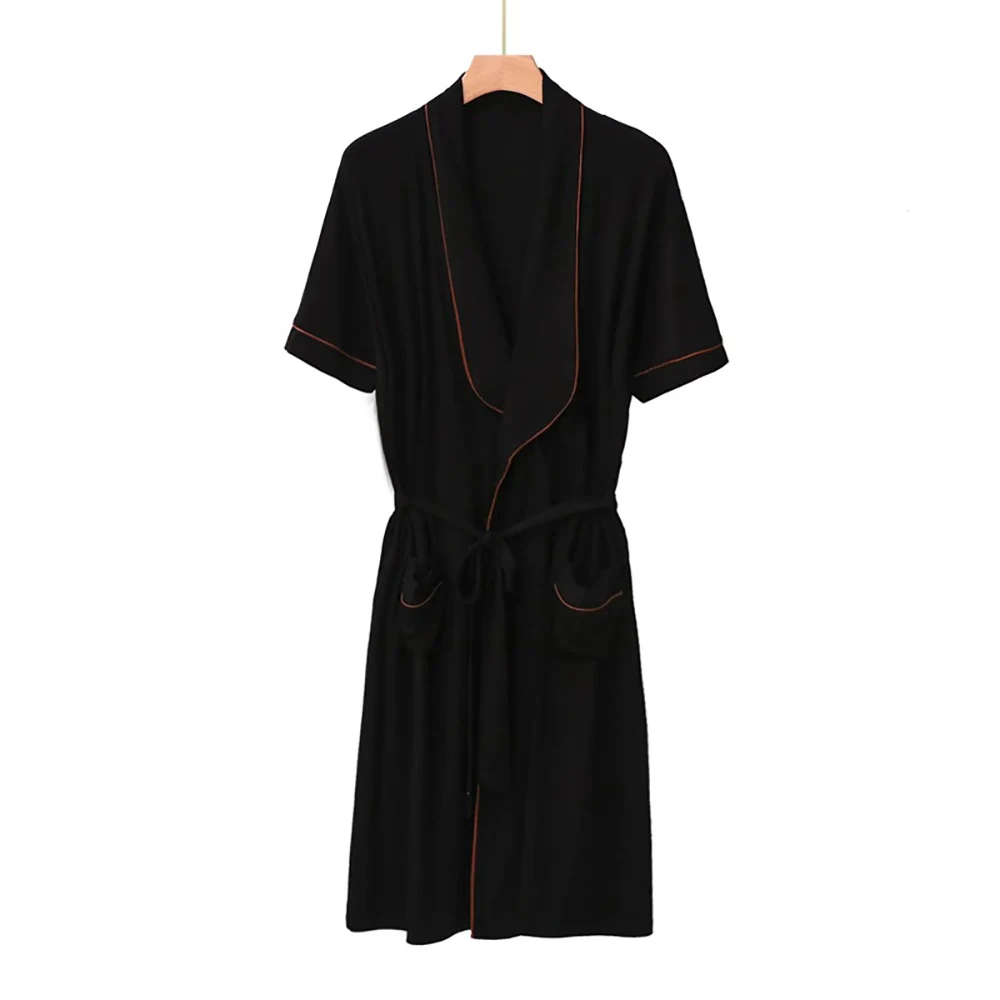 HighElasticWaterAbsorptionMensBathrobeSummerModalBreathable