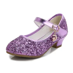 Girls' Purple Princess High Heel Dress Shoes - Leather Party & Wedding Footwear - EUR 30 Insole 19.2CM (Purple)