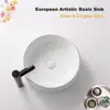 Modern White Ceramic Bathroom Vessel Sink 16.5'' Above Counter Porcelain Washing Bowl Art Basin Vanity Sinks with Pop-up Drain 4