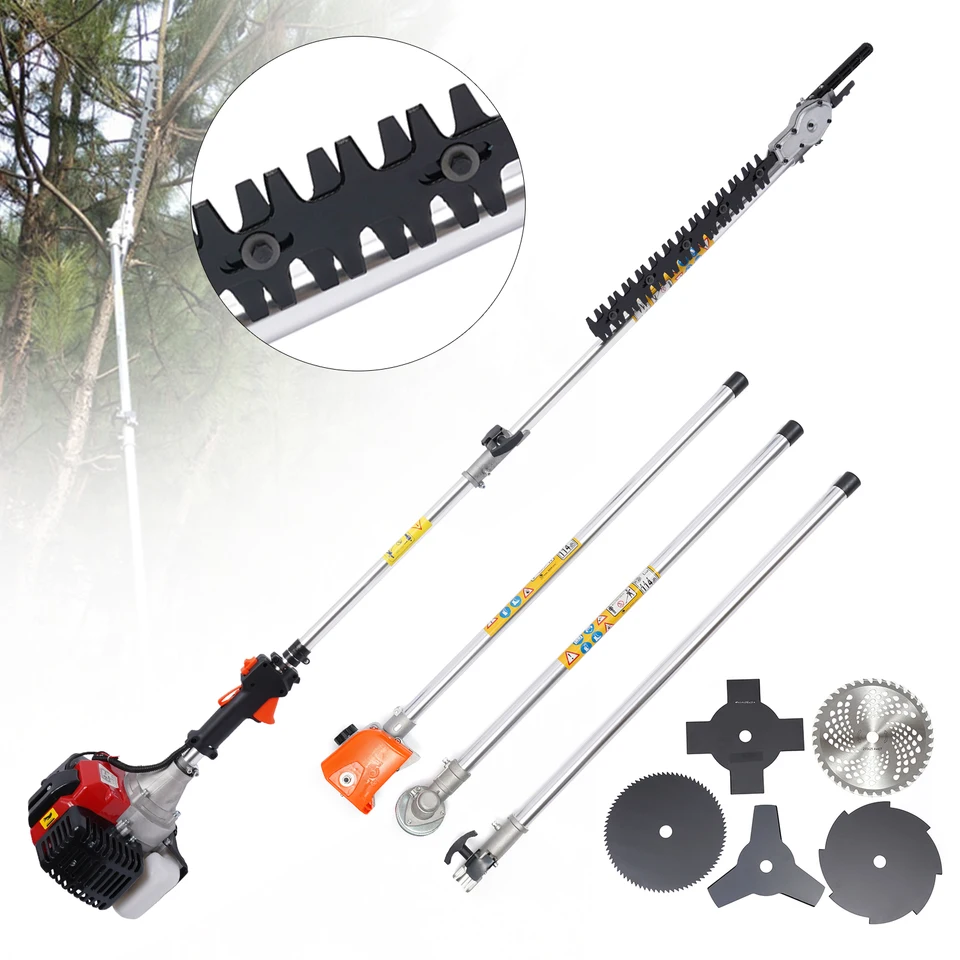 52CC Multi-Tool Gas Brush Cutter – 10-in-1 Weed Wacker, Hedge Trimmer & Pole Saw