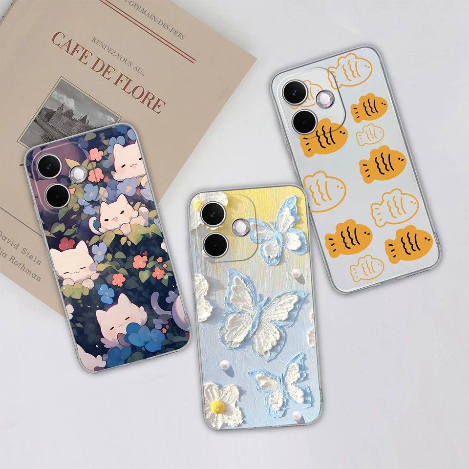 Personalized Clear Case with Butterfly & Cat Design - Antifouling & Anti-Drop Protection