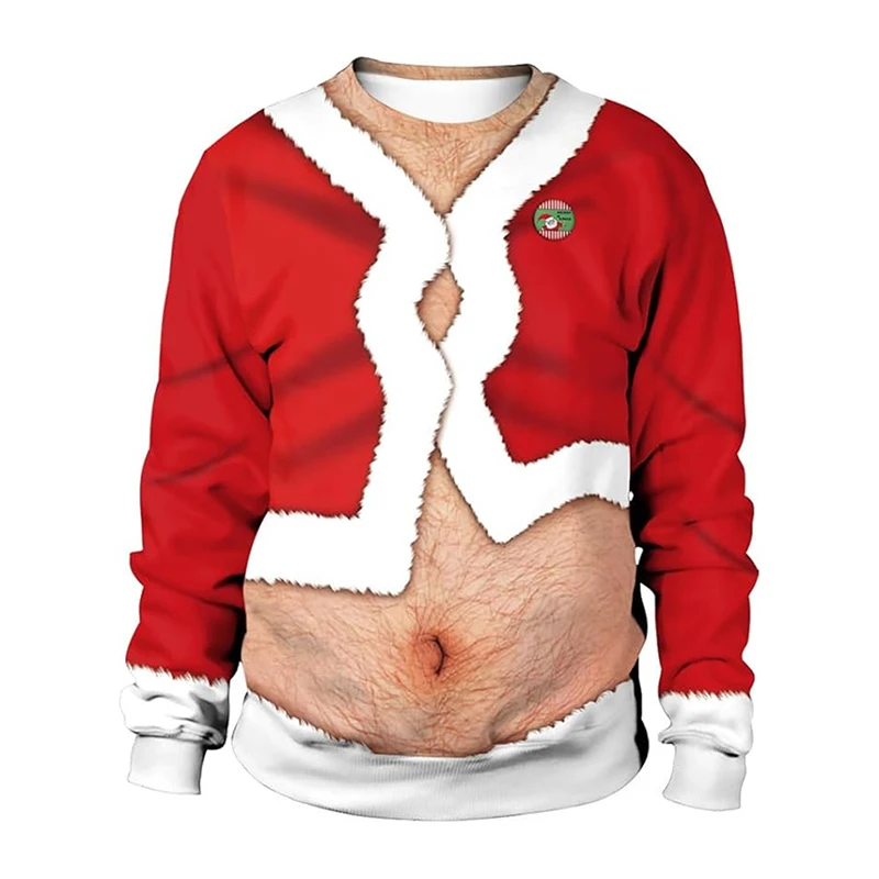 Weihnachtlicher Fake-Revers-Pullover für Männer, angesagter lockerer Pullover, einzigartiges Geschenk für Festivals und Partys, Weihnachtspullover 2026 – Detail 4
