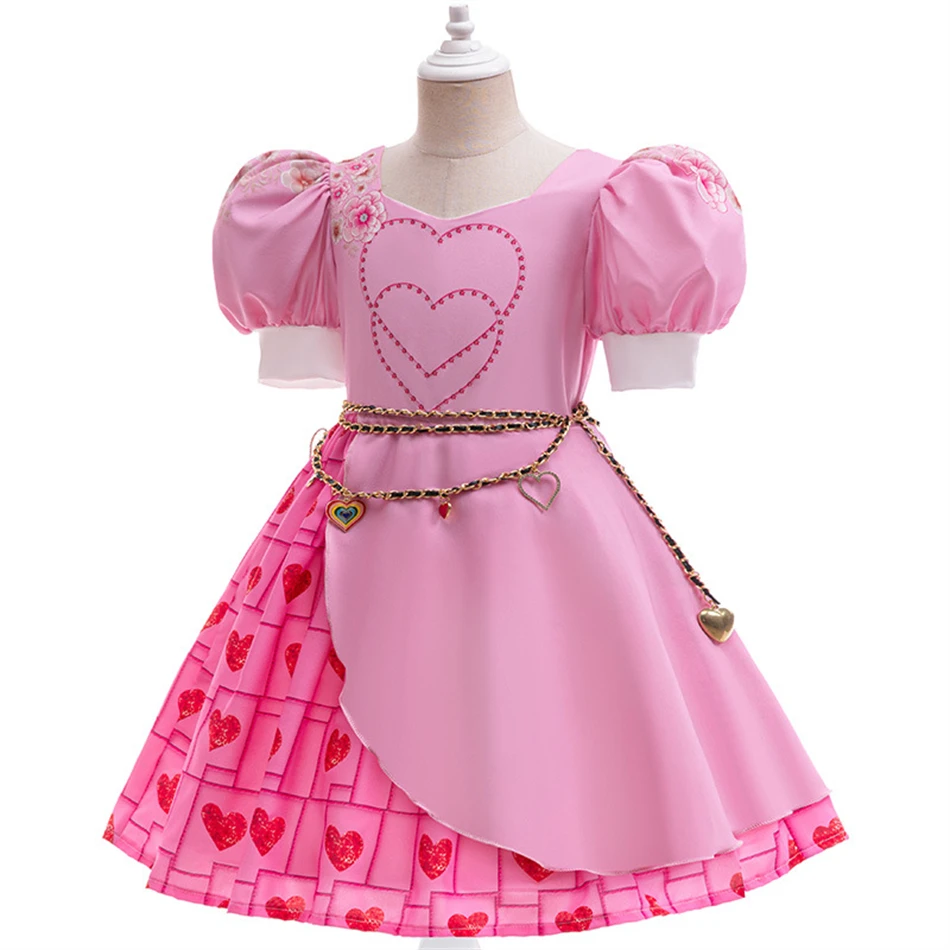 Descendants 4 Bridget Cosplay Halloween Princess Dress Kids Queen Hearts Girls Pink Costume Birthday Carnival Party Vestidos