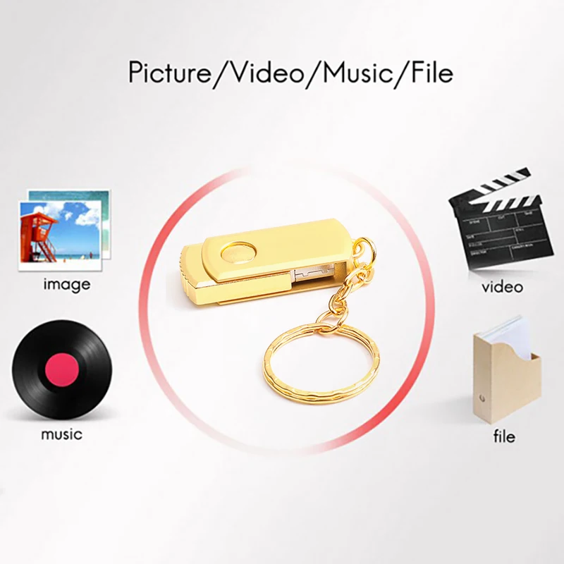 USB 플래시 드라이브, 미니 메탈 메모리 스틱, U 디스크 메모리 카드, 골든 (16G), 16GB, 4M-20 Mb/s 속도, USB 2.0