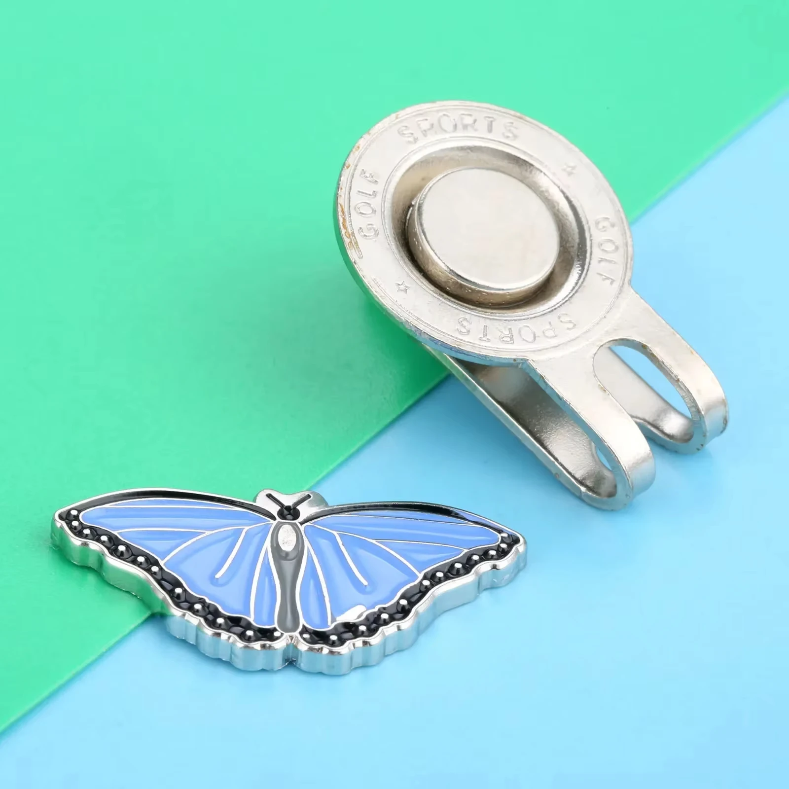Professional Alloy Golf Cap Clip Metal Magnetic Hat Visor Clips Golf Ball Aiming Marker Golf Training Aids - Butterfly Design
