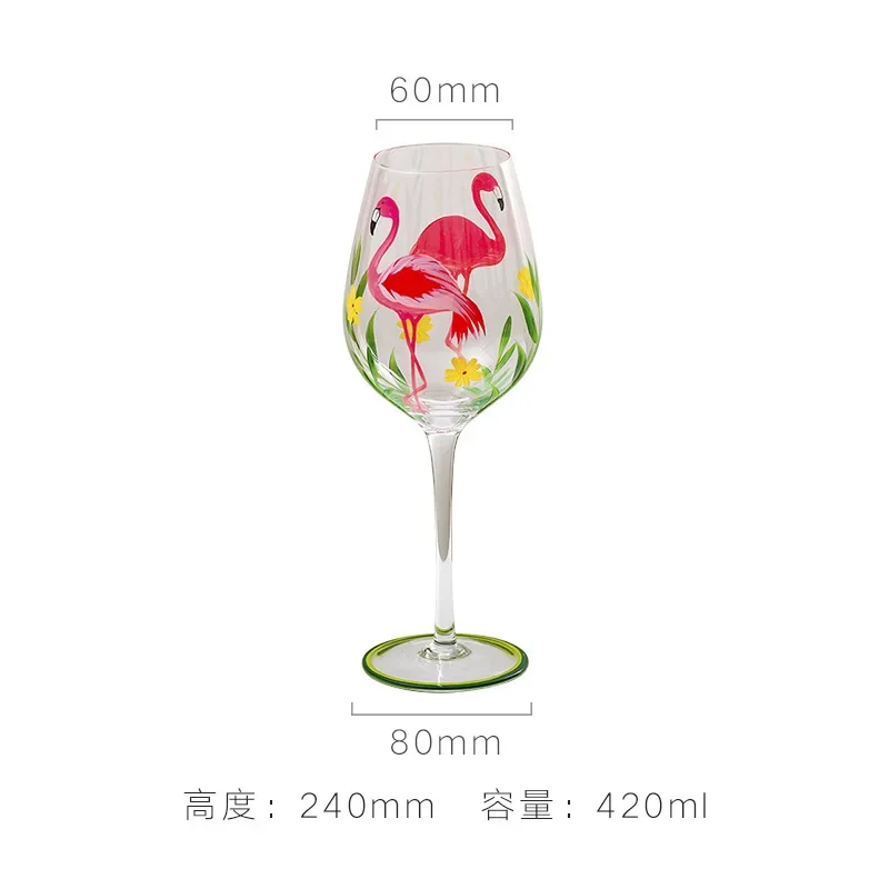 Nordic Colored Glass Wine Glasses Creative Hand-Painted Flowers Wine Glass  Household Painted Goblet Crystal Champagne Drinkware