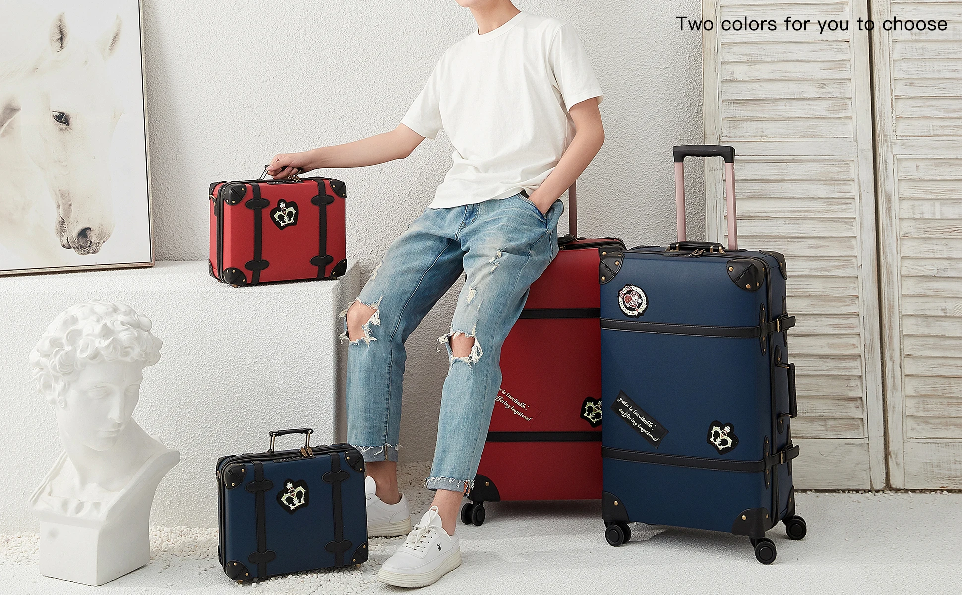 Retro Bag Luggage Set Suitcase Women Men Travel Bags,leather The Box Pu  Trolley Cosmetic Case,new Style, Lock, Mute,13 22 24 - Rolling Luggage -  AliExpress