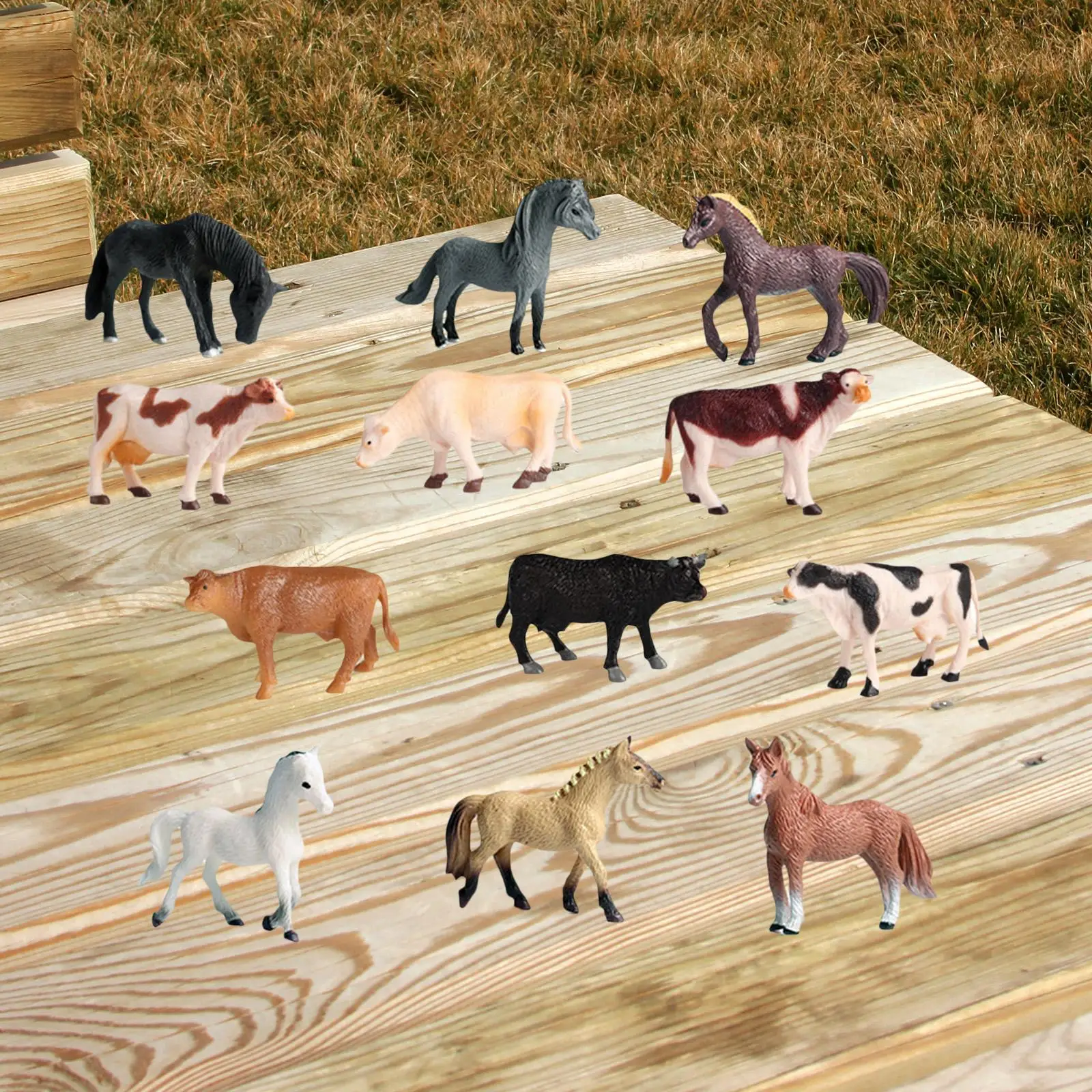

12x Pasture Animal Toys Realistic Collections Valentines Day Gifts for Cake Topper Kindergarten Festivals Party Favors Classroom