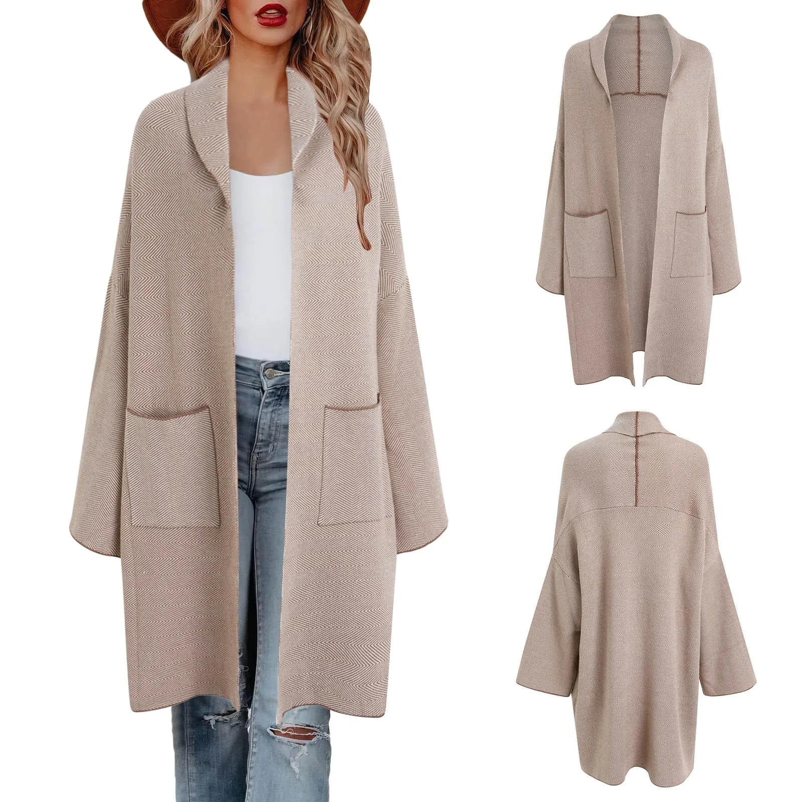 

New Korean Style Lazy Wind Sweater Coat Women's Mid Length Net Red Fashion Loose Knitted Cardigan