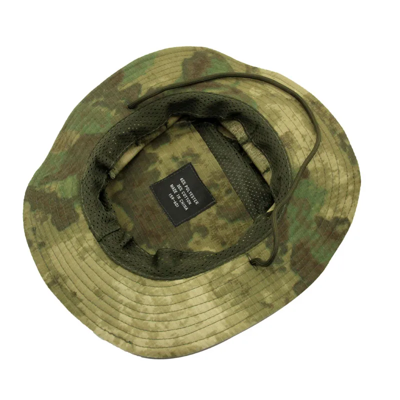 Camouflage Hat Square Brim Top Vent Green Ruins