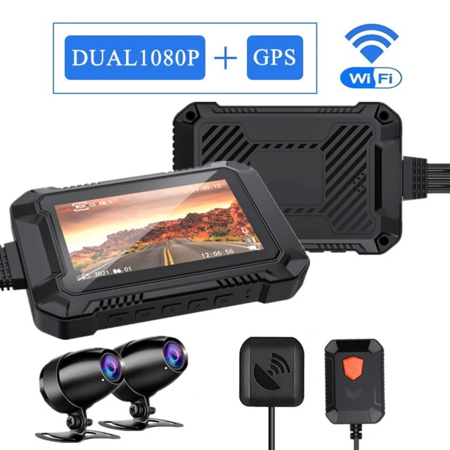 WiFi GPS Motorcycle Camera AHD 1080P Dual Lens Dash Cam Moto