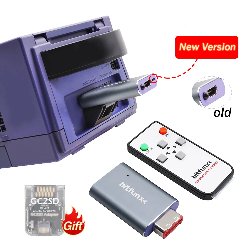 Adattatore Convertitore Da Gc A Hdmi Compatibile Da Digitale A Digitale Bitfunx V3.1 Per Console Di Gioco Nintendo Ngc Gamecube Plug And Play
