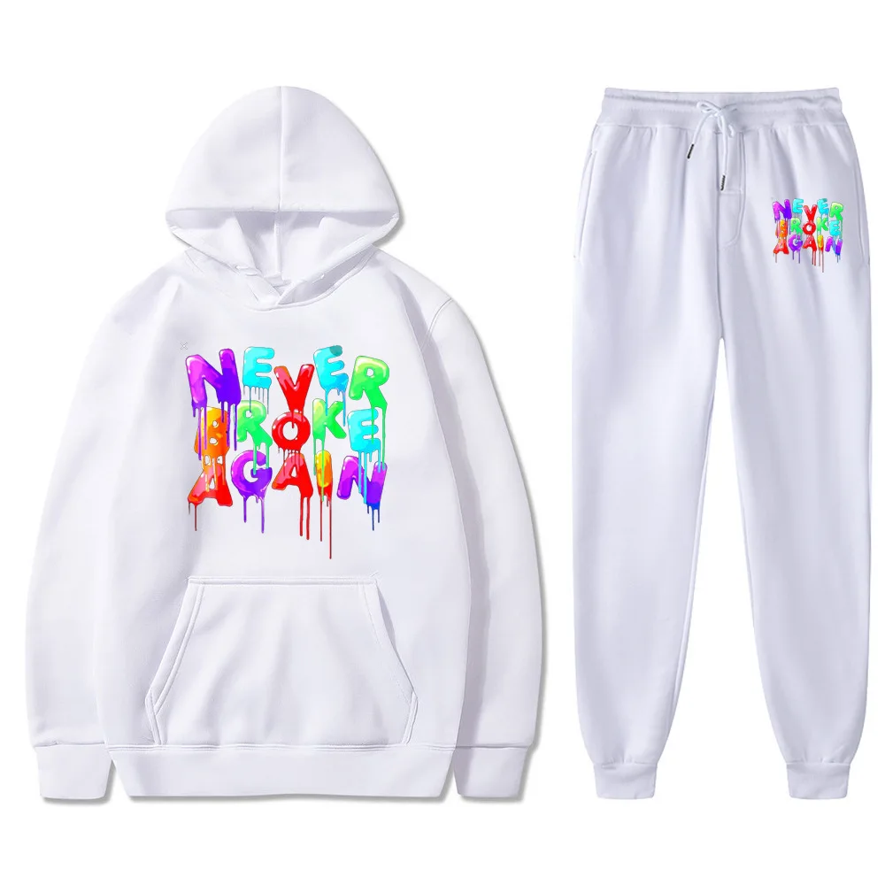Youngboy Never Broke Again Hoodie 2PCS Sets Tracksuit Fashion Hip Hop Suit Sweatpants Men Women Hooded Sweatshirts Sport Pant 4