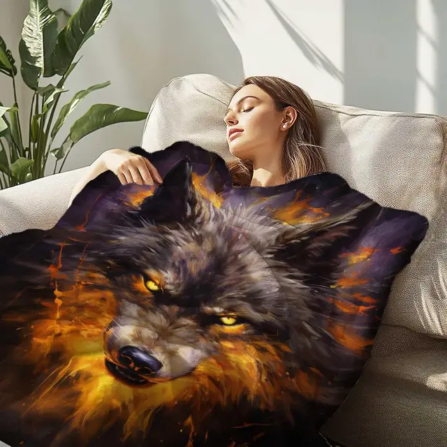 Firmiso Wolf Throw Blanket for Adults, Wolf Gifts for Men and Women, Wild Animal Home Decor for Bed and Living Room, Soft Fleece 2
