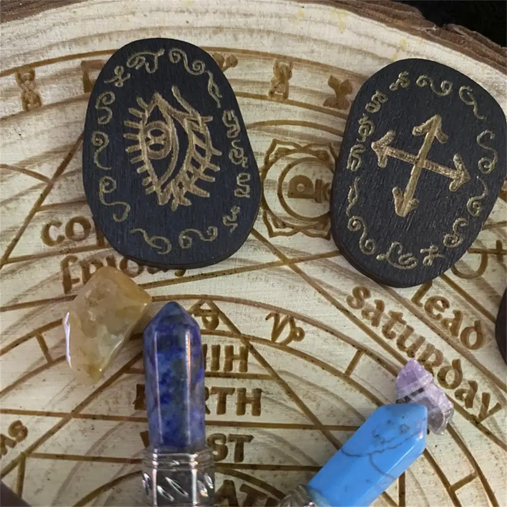 Rune Stones Set With Runes Book Witches Rune Set 14 Pieces Engraved Lettering Symbol For Meditation Props Board Game Family