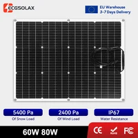 Panneaux solaires flexibles ECGSOLAX 80W 60W, système solaire 12V/24V, alimentation électrique pour le camping, kit solaire étanche, chargeur de cellules solaires complet 1
