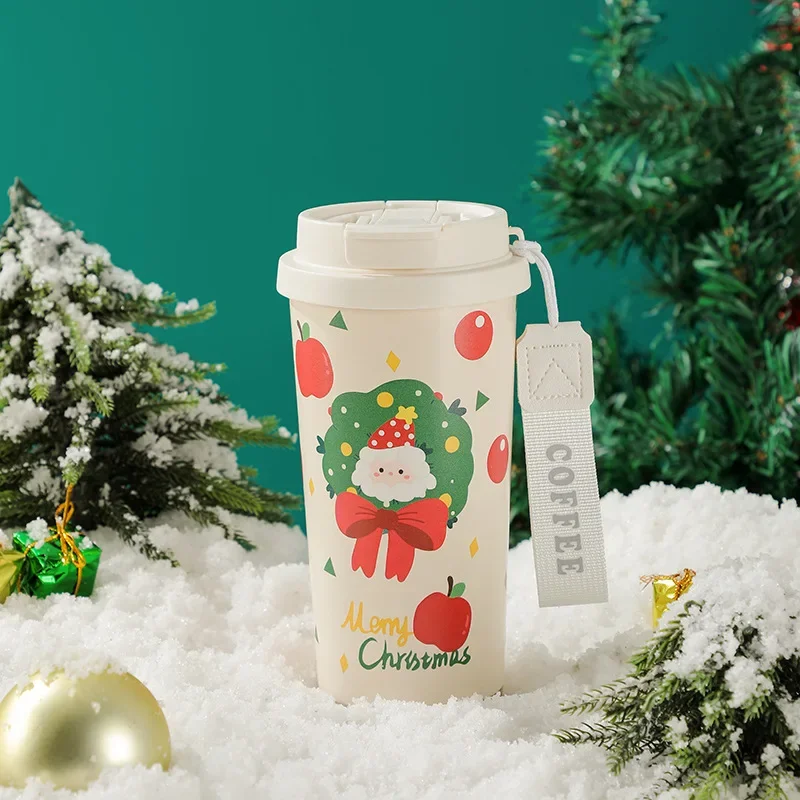 Hot 500ml Christmas Thermos Cup Coffee Mug 316 Stainless Steel Vacuum Flasks Cold Hot Insulated Xmas Gift Cup Santa Claus Mug