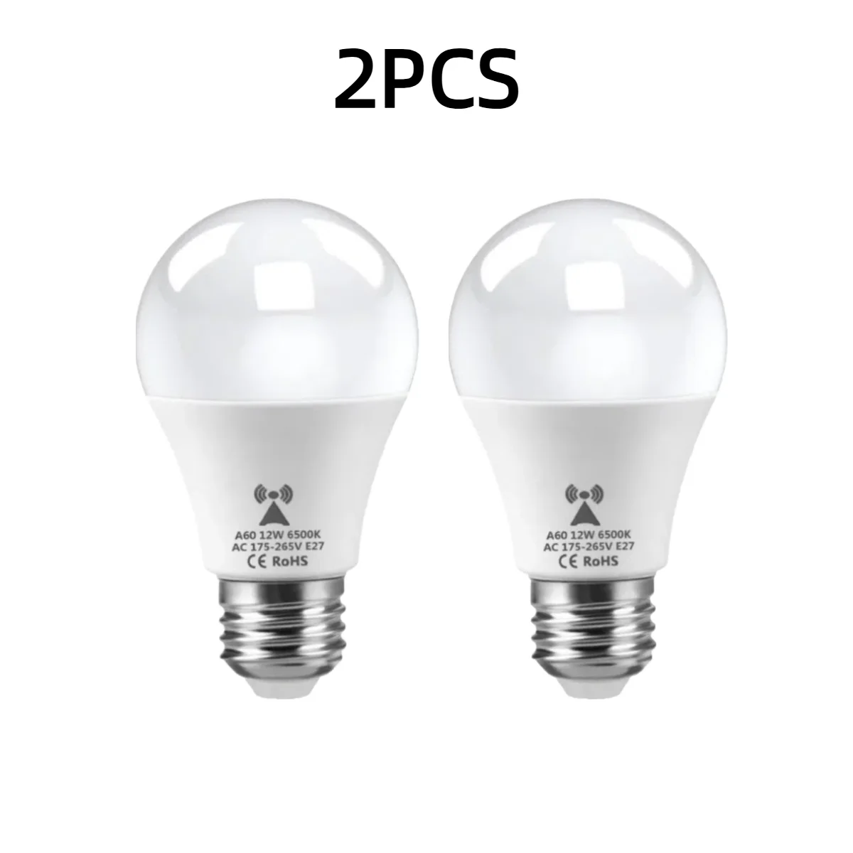 2 szt./opak. Inteligentne żarówki LED E27 6500K z czujnikiem ruchu radarowym AC85V-265V, świecą tylko w nocy/w ciemności, energooszczędne