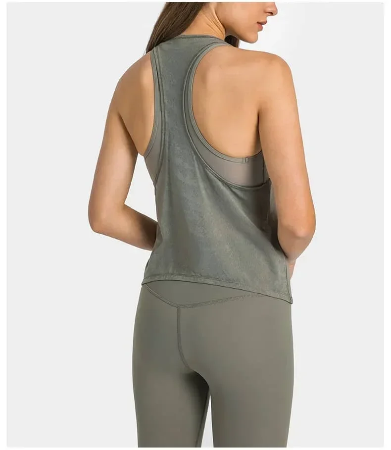 

Lulu Substitutes Flat Yoga Vest Sports Top Underwear Vest Outdoor Jogging Fitness Jacquard Fabric Long Casual Top Vest
