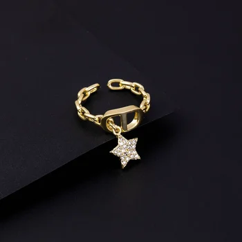 Golden Open Ring Zirconia Women's Ring Elegance Vintage High-End Feeling Fashionable Jewelry Accessories 1