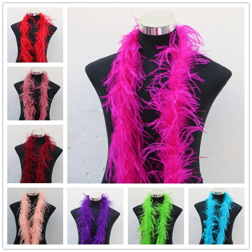 

Beautiful 2 m 1 strip natural Ostrich Feathers Boa Quality fluffy Costumes / Trim for Party / Costume / Shawl / Available