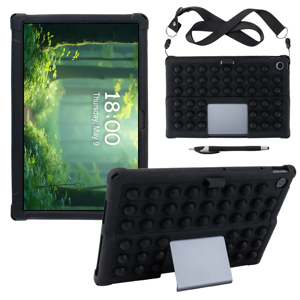 Child-Friendly Silicone Tablet Case with Shoulder Strap - Durable & Safe Protection