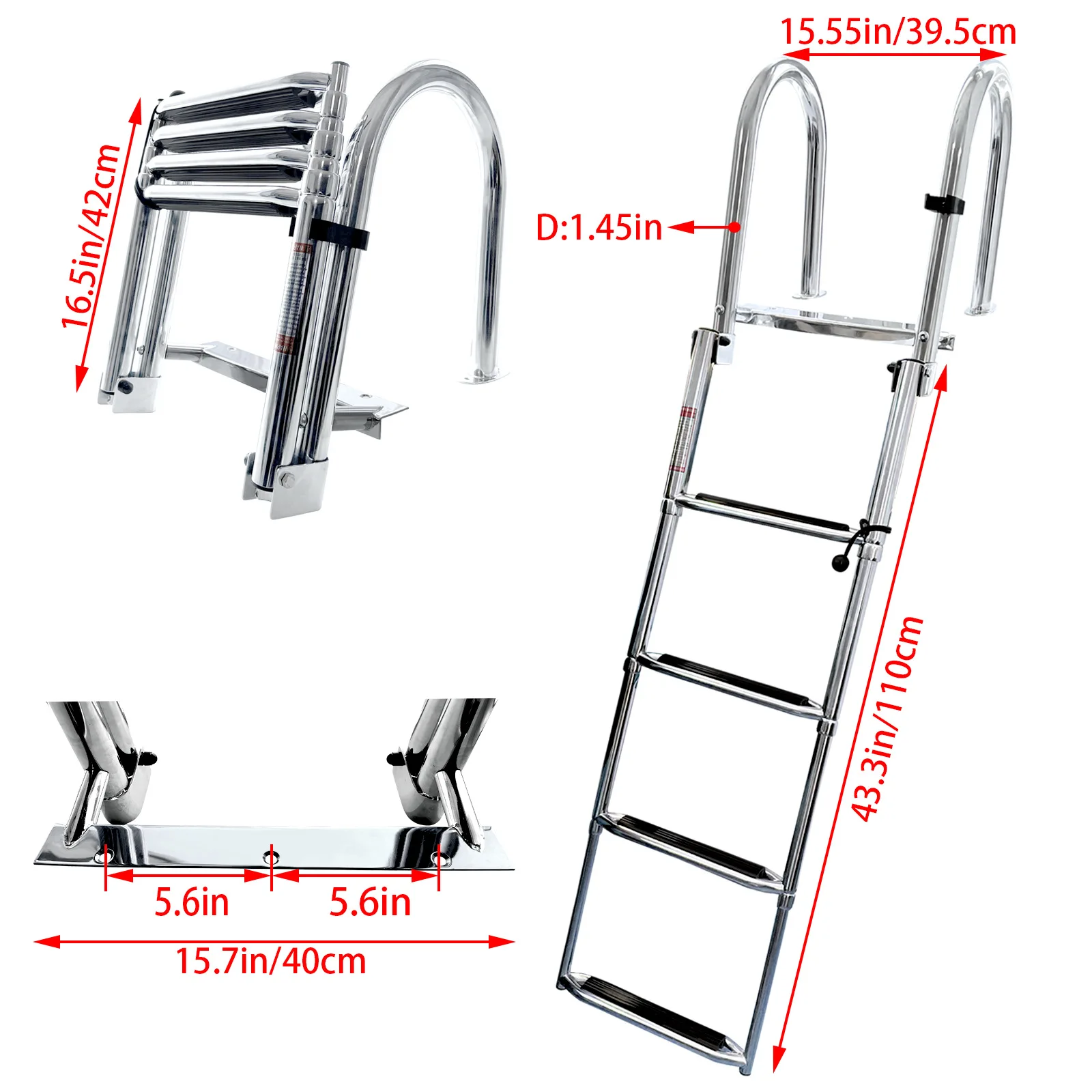 Escada Telescopica Anifish Escalera De Barco De 4 Pasos Escalera Telescópica De Acero Escaleras De Aluminio