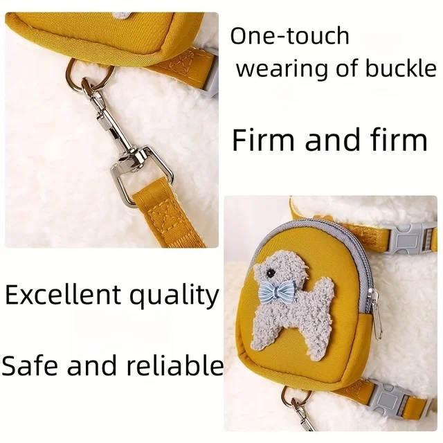 Adjustable Soft Pet Vest with Backpack and Leash for Small and Medium Dogs - Perfect for Outdoor Adventures and Carrying Treats 5