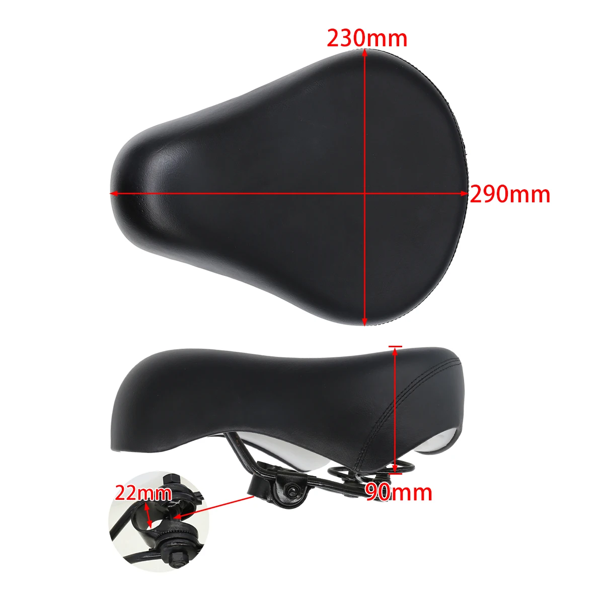 

Comfort Wide Big Bum Bike Bicycle Cruiser Sporty Soft Sponge Pad Saddle Seat Suitable for Long Travel Cycling Seat