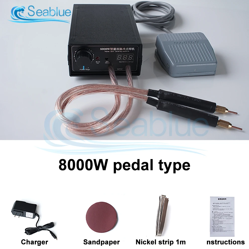 

Spot Welder 8000W High Power Handheld Spot Welding Machine Portable 0-1200A Current Adjustable Welders for 18650 Battery