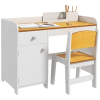 Bureau pour enfants Zonekiz Bureau pour enfants avec chaise blanche et naturelle 3