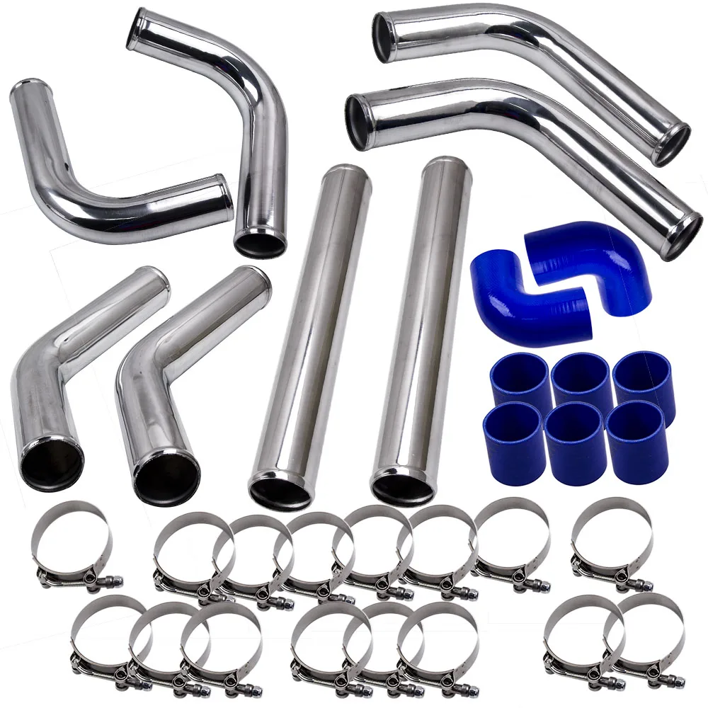 2.5 inch Universal Aluminum Intercooler Turbo Piping pipe Kit+ Silicone+Clamp