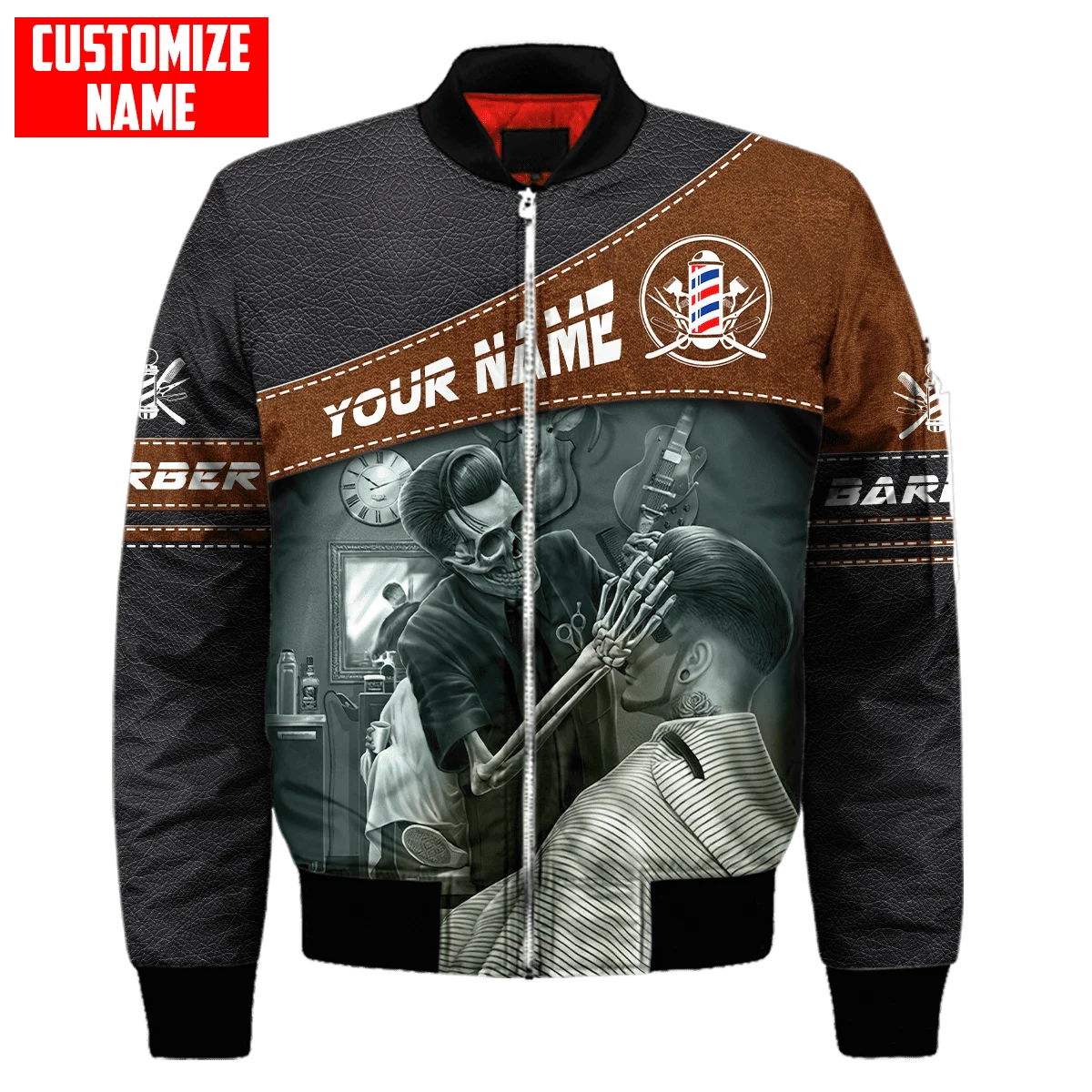 PLstar Cosmos Winter Herren Bomberjacke Personalisierter Name Barber 3D-gedruckte warme Reißverschlussjacke lässiger Unisex-Jackenmantel FX-12 – Detail 15
