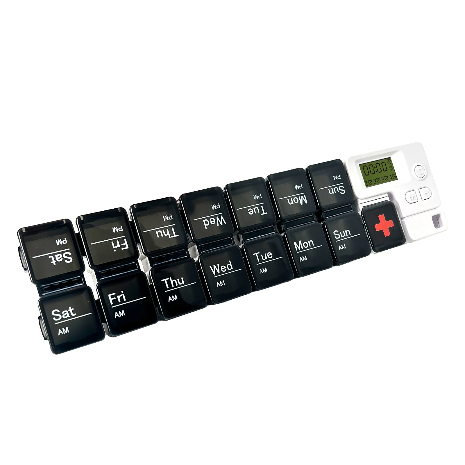 Weekly Pill Organizer with Alarm - Large Capacity AM/PM Vitamin and Medication Storage Box