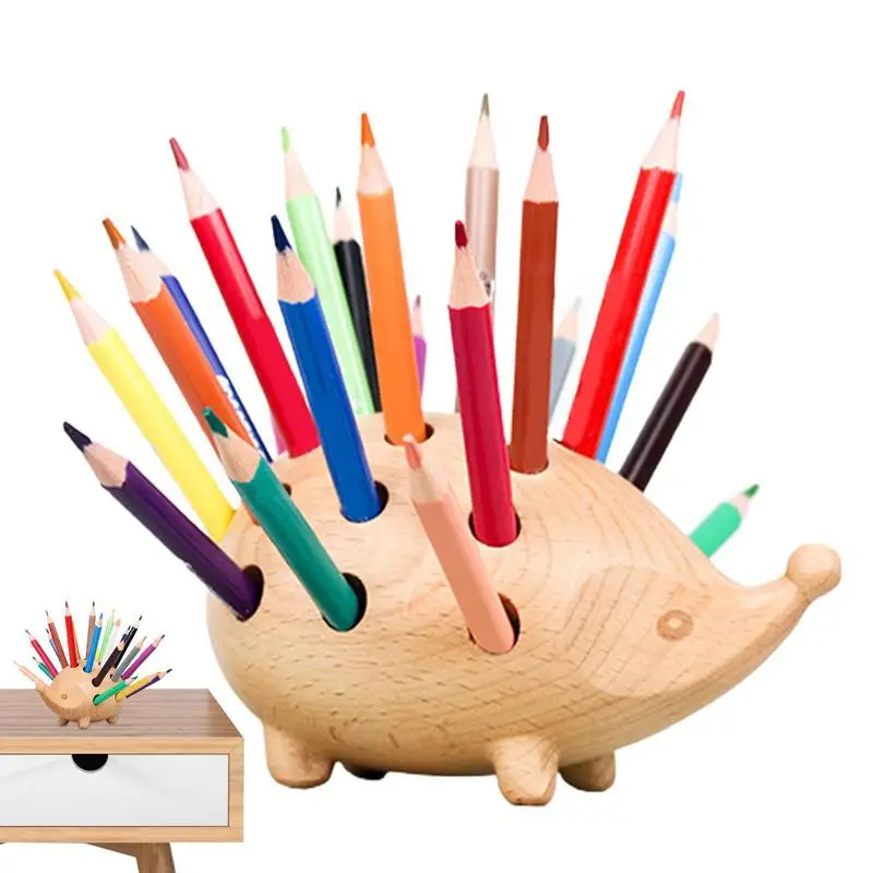 

Hedgehog Pen Cup Novel Pencil Rack With 24 Color Pencils Hedgehog Shape Pen Cup For Desk Office Desktop Stationery Organizer