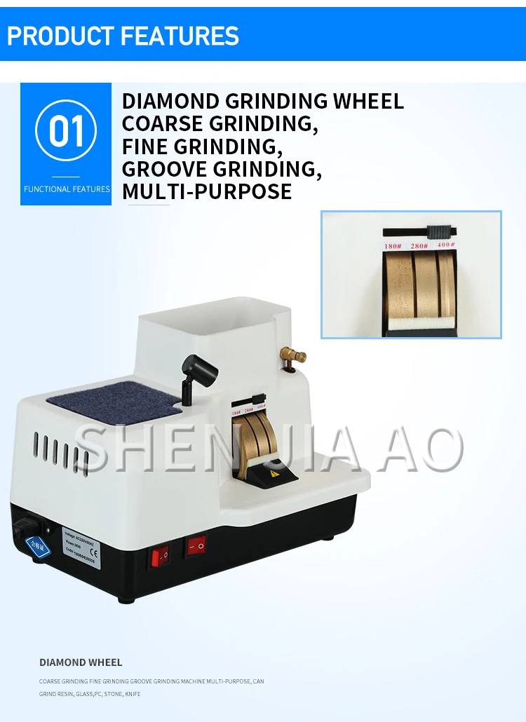 Optical Manual Lens Edger Hand Cutting Grinder Machine With 3 Wheels WB-3306B 18