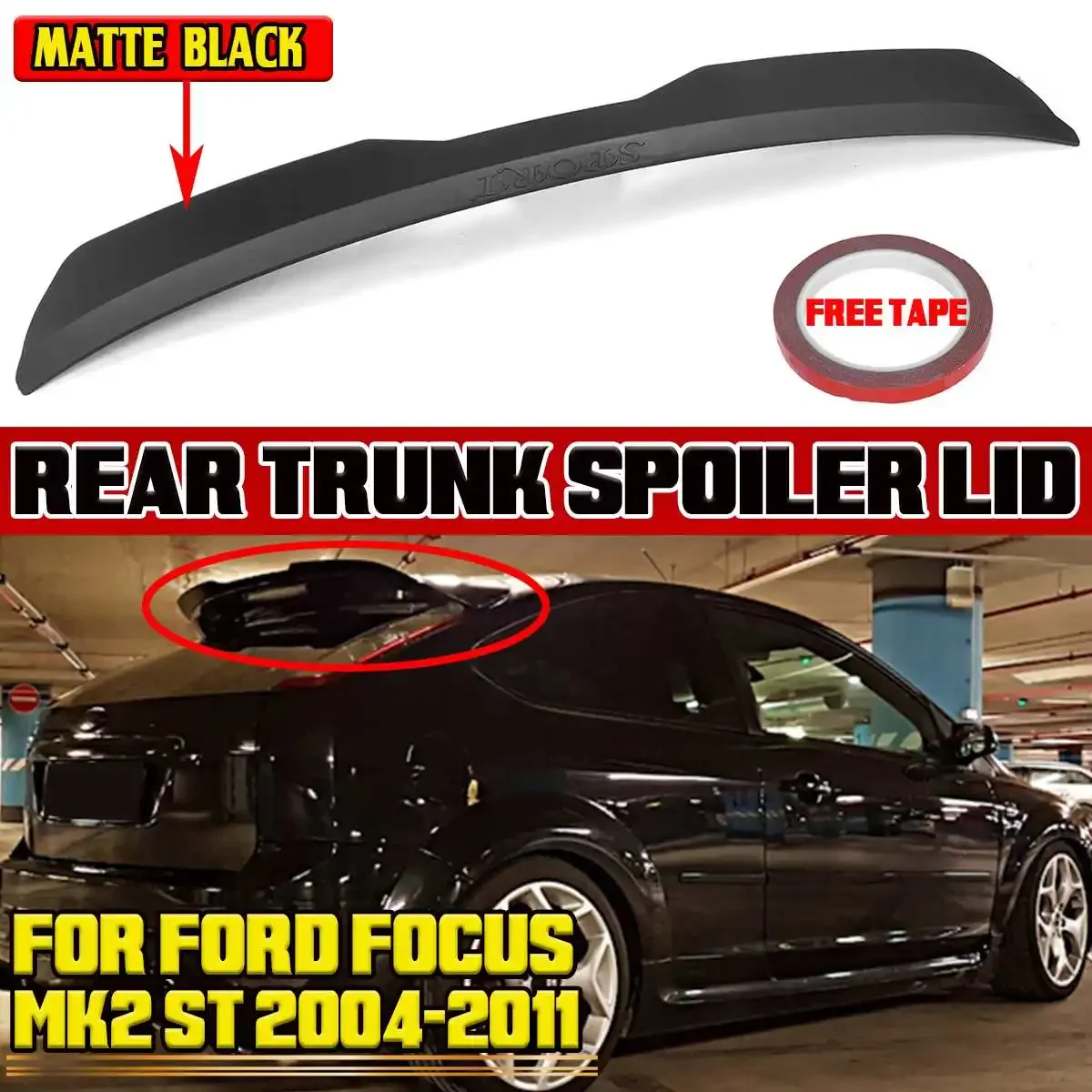 Schwarz/Carbon Look Auto Hinten Dach Lip Spoiler Für FORD FOCUS MK2 ST  2004-2011 Auto Hinten stamm Spoiler Lip Boot Flügel Lip - AliExpress