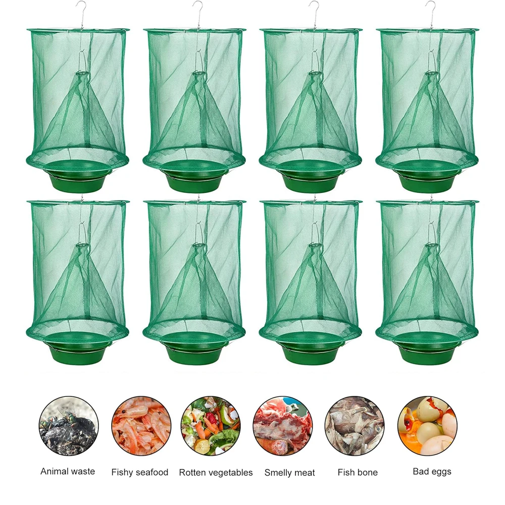 1/4/6/8PCS Fly Traps Outdoor Hanging Stable Trap Reusable Fly Catcher Killer Hunter Repellent Control Cage for Barn Orchard