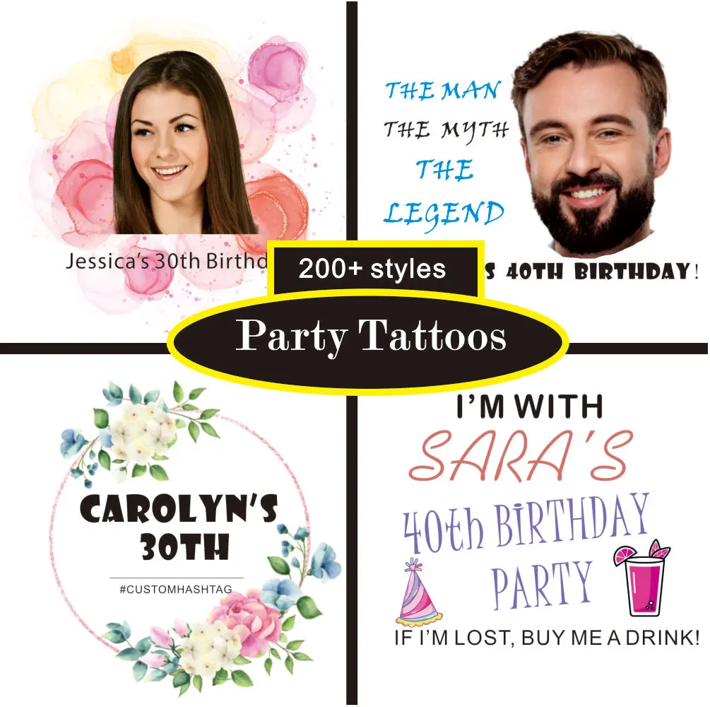 Bomboniere di compleanno economiche personalizzate tatuaggio temporaneo con foto del viso, saluti e birre, bomboniera Fiesta