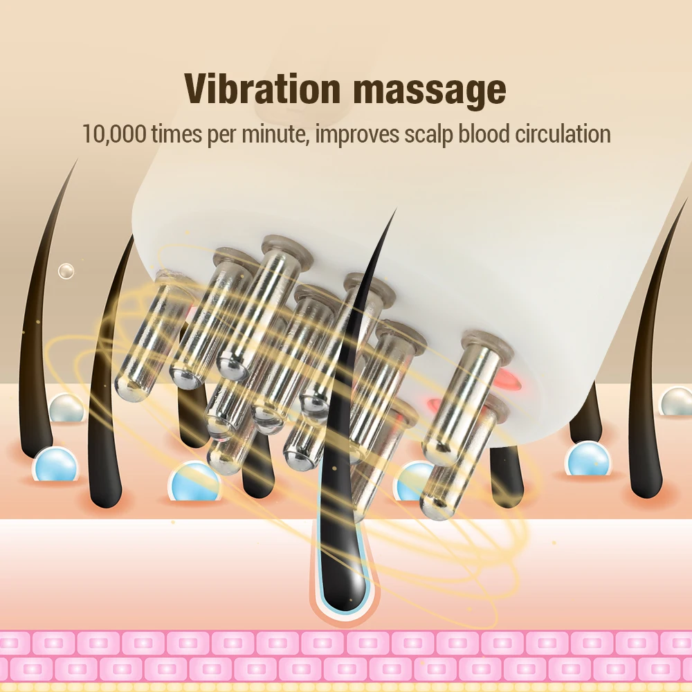 Description Picture 4 of itemMicrocurrent Head Scalp Massager LED Light Therapy Vibration Massage Comb Medicine Liquid Oil Applicator Hair Growth Comb