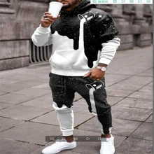 Garnitury męskie 2022 moda drukowanie 3D gwiazda puste elementy sportowe garnitury casualowe spodnie Street Hip Hop swetry ponadgabarytowe garnitury tanie i dobre opinie CN (pochodzenie) Solo POLIESTER Na co dzień Wiosna i jesień Elastyczny pas NONE Pełne