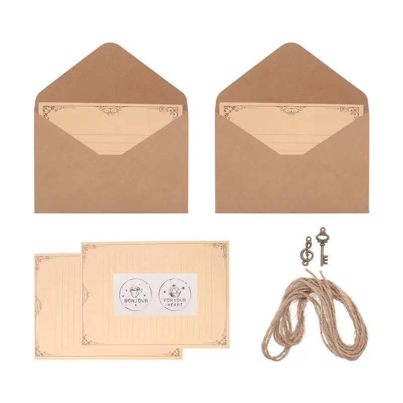 E-Easy To Use-12 Pcs 빈티지 크래프트 종이 필기 용지 편지 쓰기용 ..