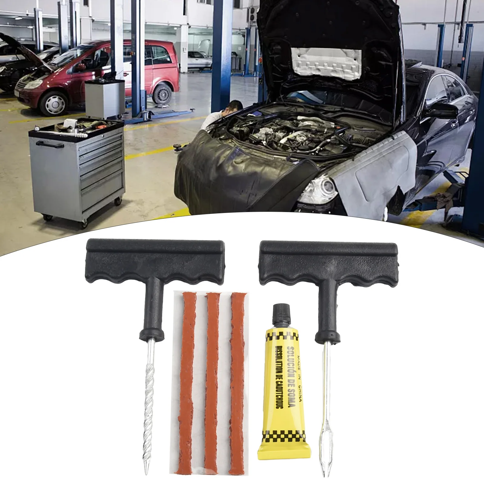 Stay Prepared for Flat Tires with this Convenient Tubeless Tire Puncture Repair Kit Suitable for Cars Vans Motorbikes